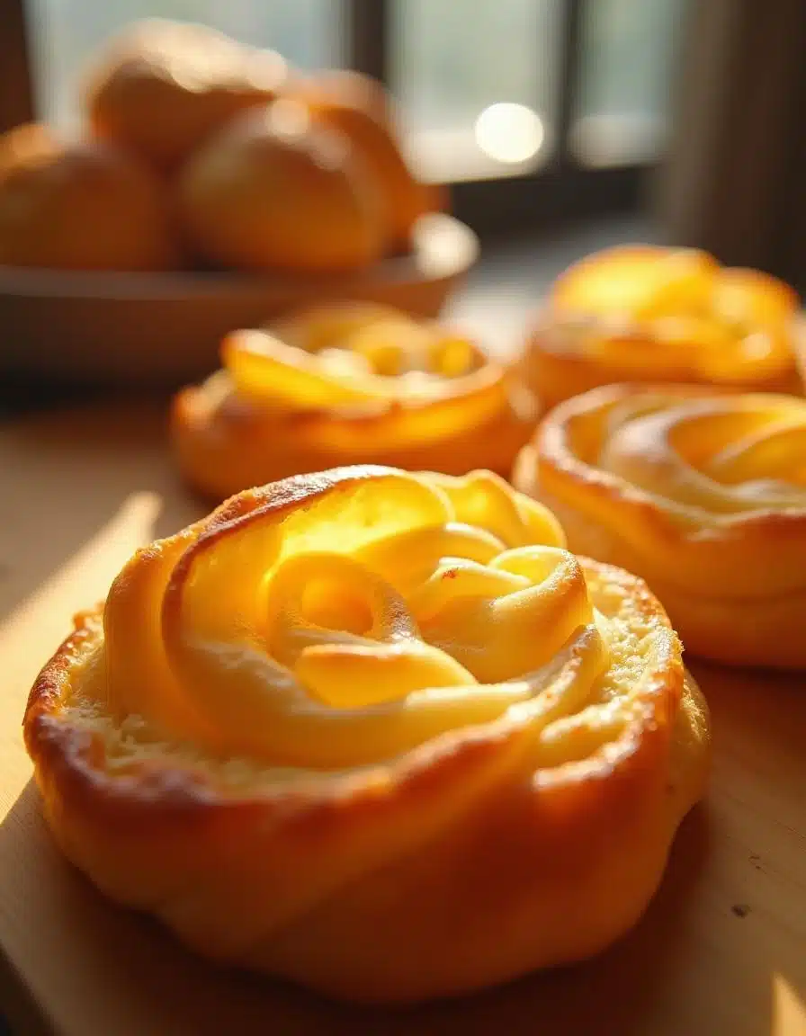 Close-up of golden flaky layers in puff pastry, showing thin, crisp, and airy texture.