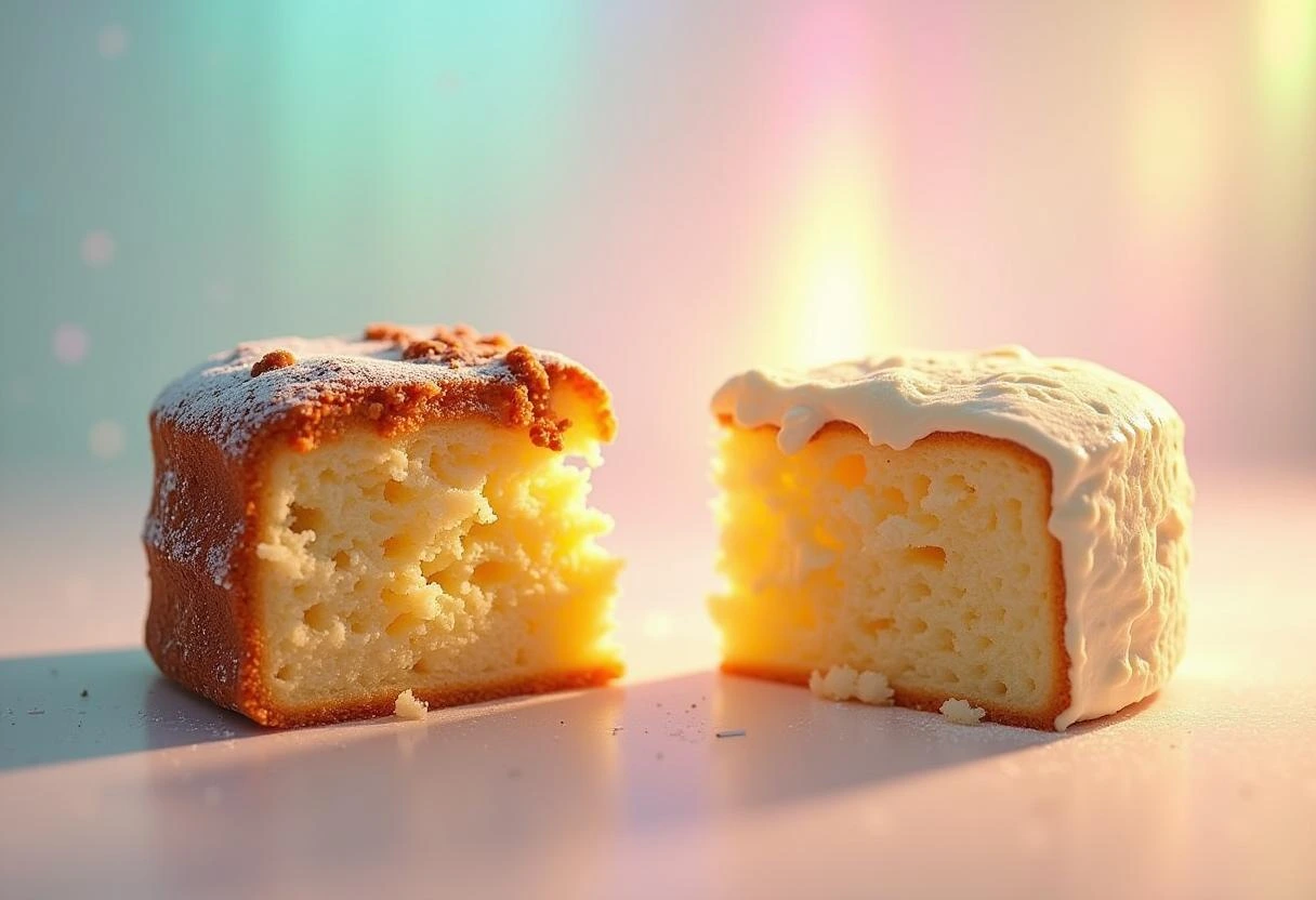 How to Make a Cake More Moist and Fluffy: Expert Tips and Tricks 4 Side-by-side image comparing a dry, crumbly cake slice with a soft, moist cake slice, highlighting the texture difference.