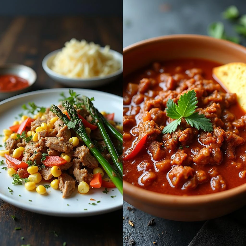 Turkey mince stir-fry and beef mince chili
