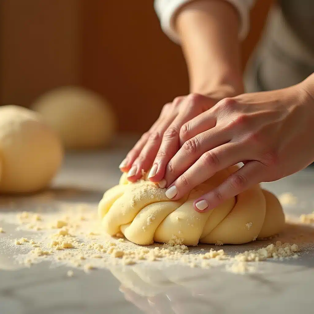 Raw puff pastry dough with visible layers next to a perfectly baked golden pastry