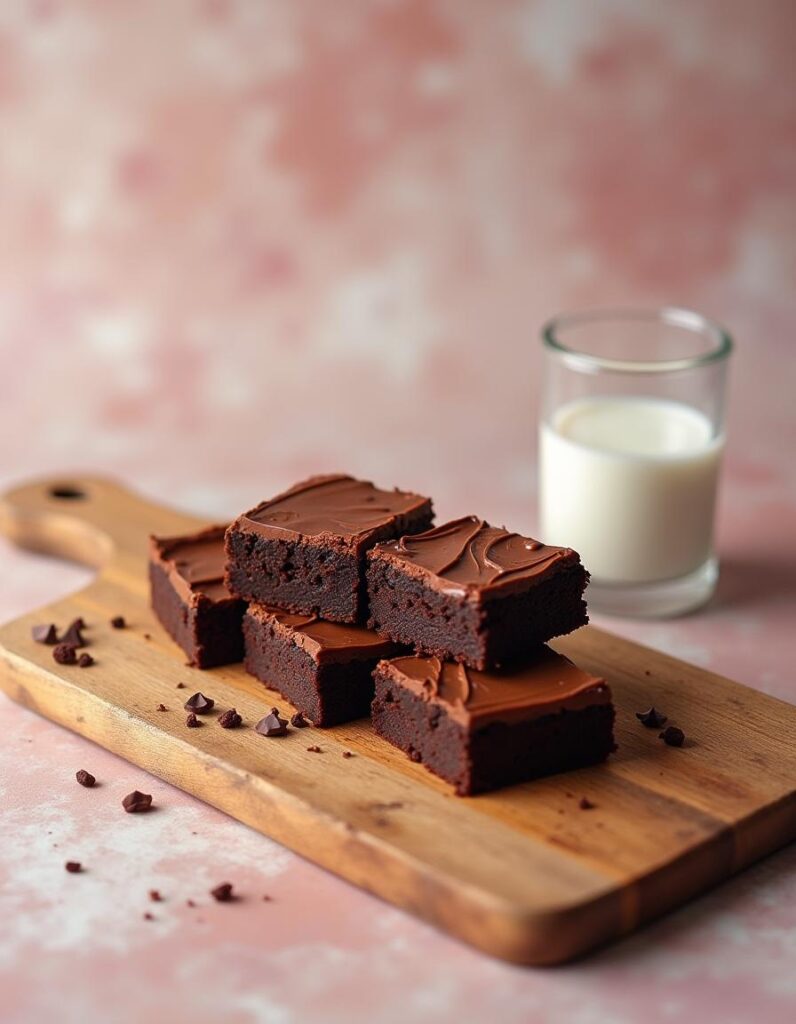 A rich, decadent Nutella brownie resting on a rustic wooden cutting board, highlighting the fudgy texture and indulgent flavor