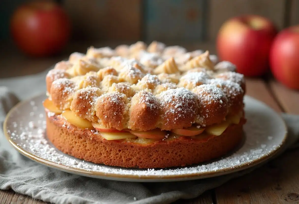 Apple crumble cake ready to serve