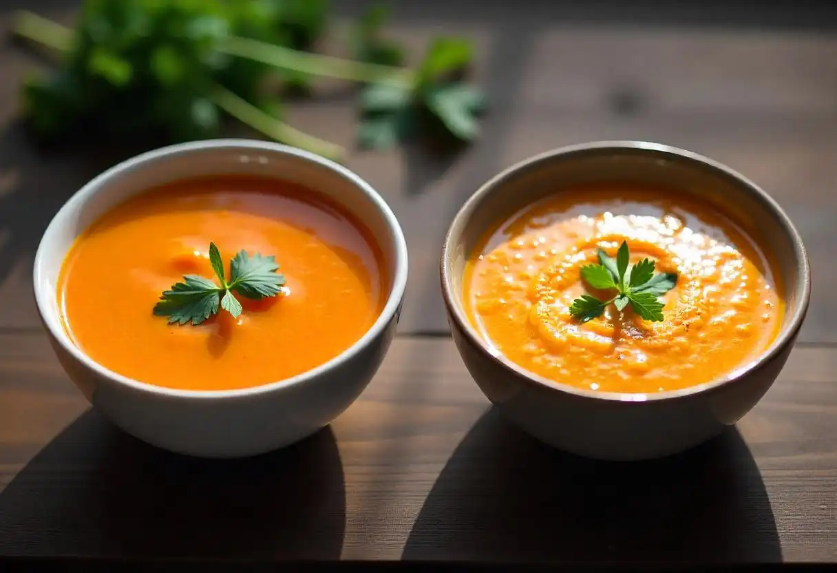 Soup before and after blending