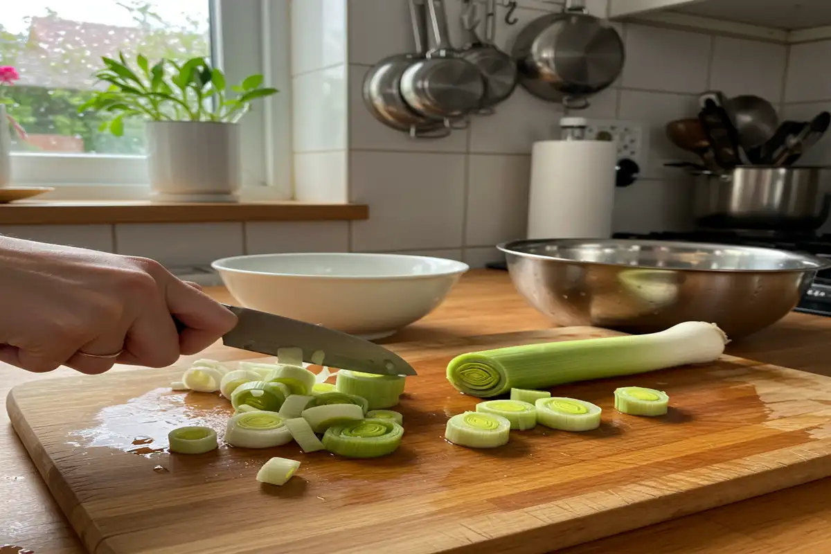 Cheesy Leeks Recipe - Prepping the Leeks