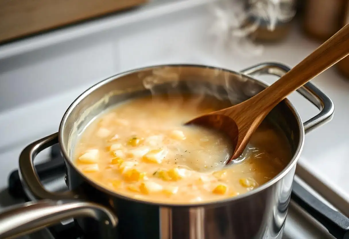 Cooling leek and potato soup.