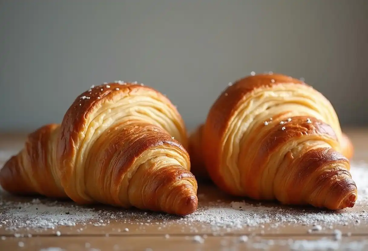 Side by side comparison of a croissant and a Gipfeli