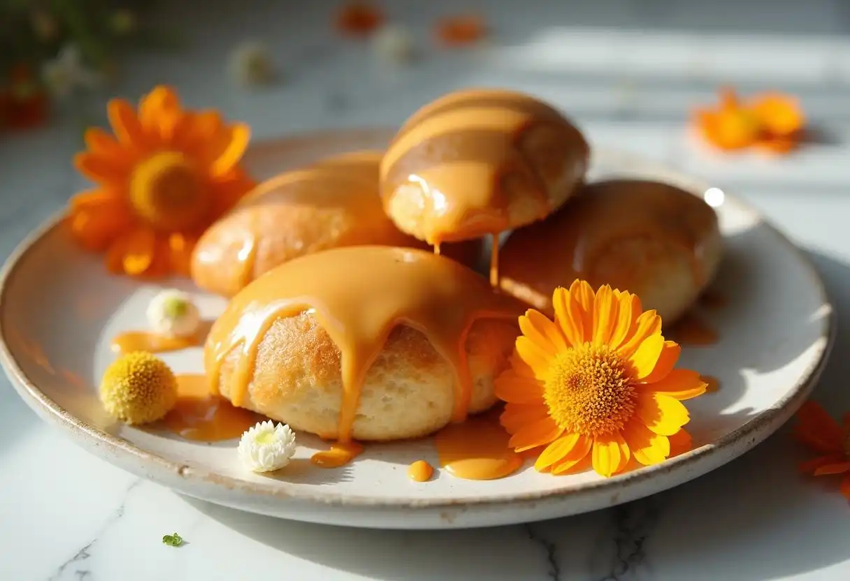 Madeleine cookies with cream cake ganache.