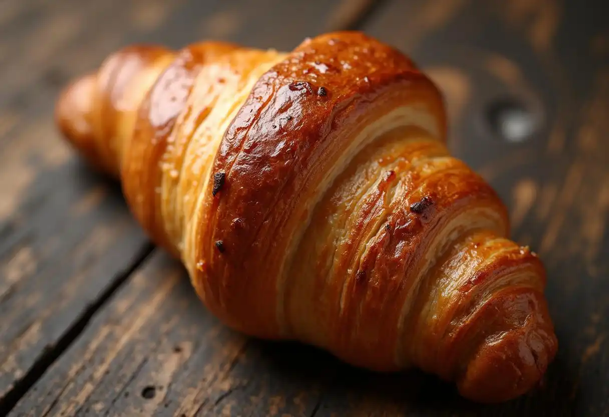 Perfectly baked golden-brown croissant