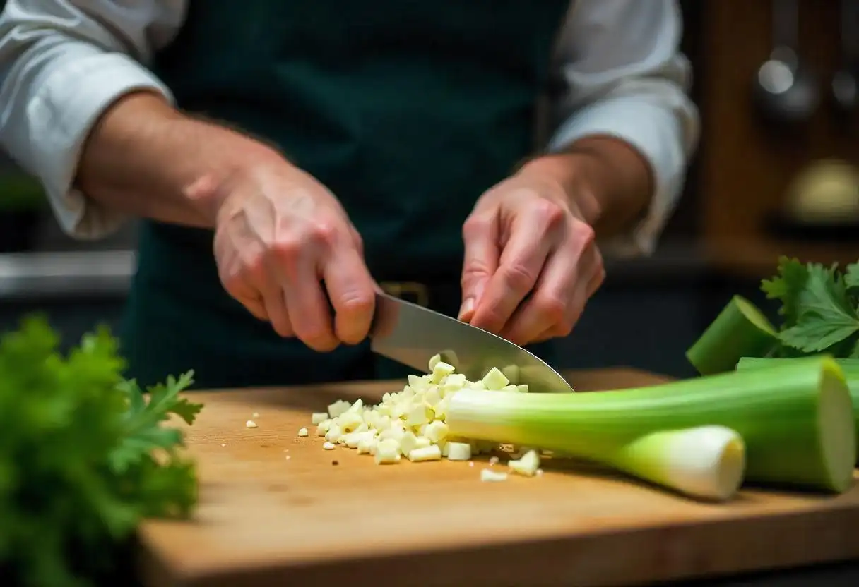 James Martin prepares leeks
