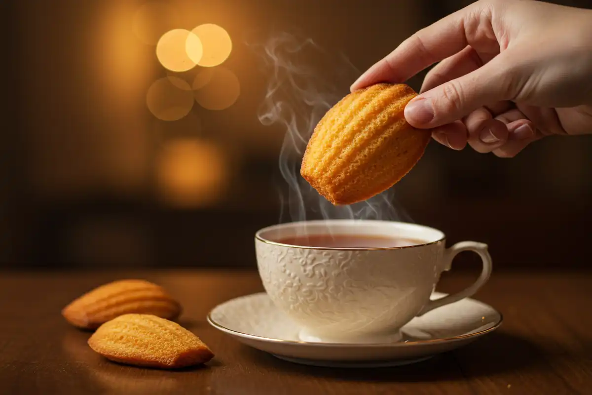 Madeleines with a cup of tea