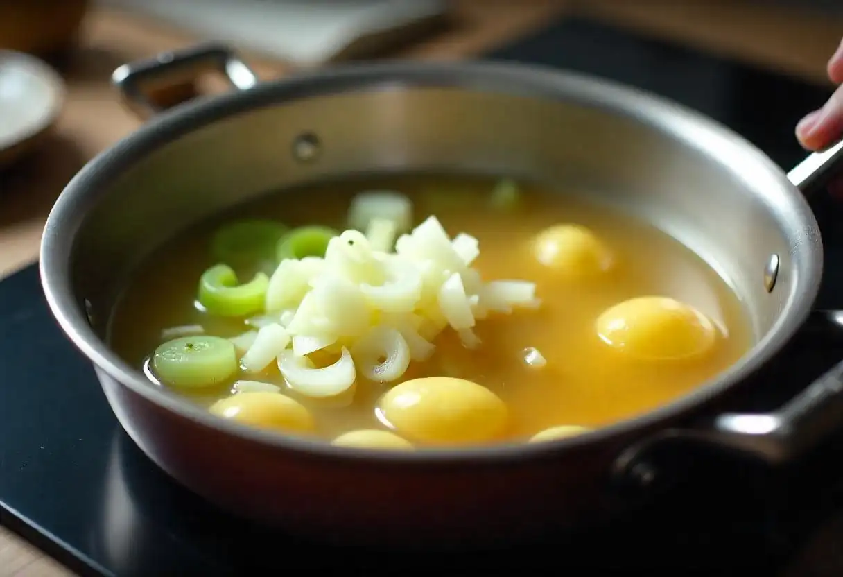 Steps in cooking leek and potato soup