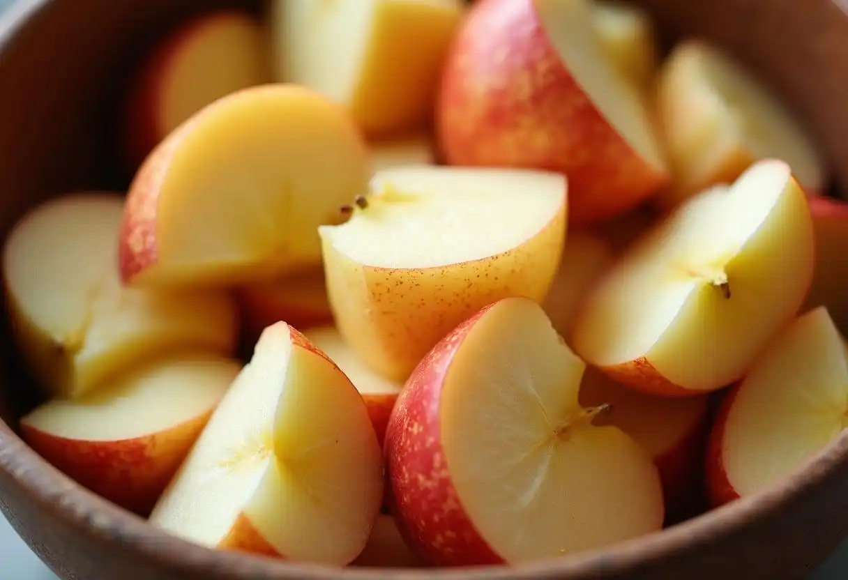Unpeeled apple pieces