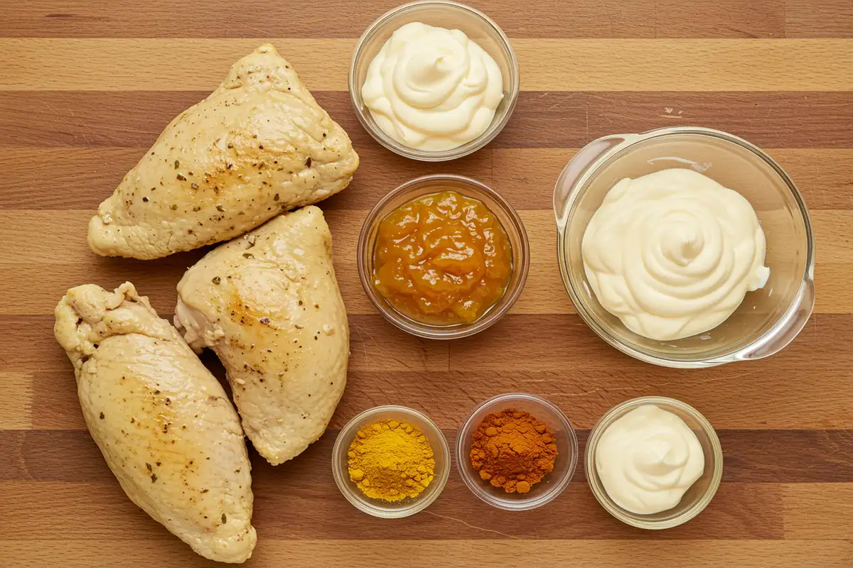 Ingredients for Mary Berry's Coronation Chicken.