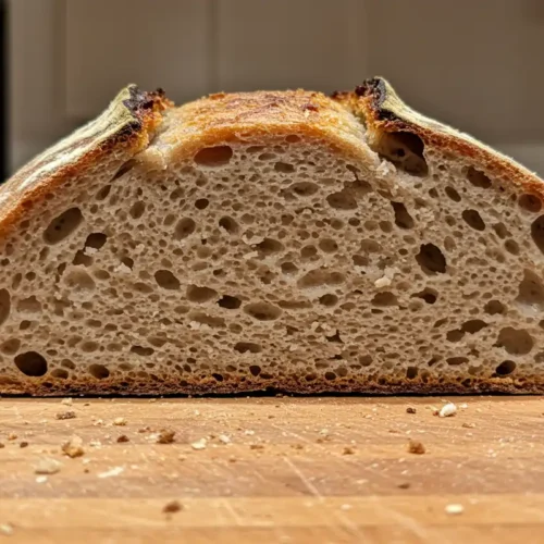 The inside and texture of the slice.