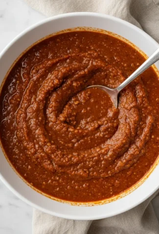 Thick, rich Detroit-style Coney Sauce in a white ceramic bowl.